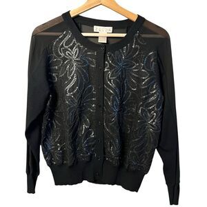 Vintage Zelda Womens Sheer Cardigan Size L Sequins Whimsigoth Evening Goth Retro